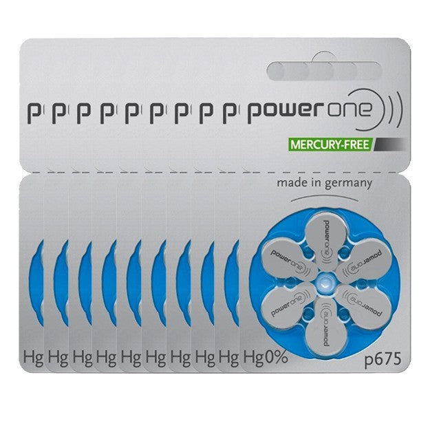Pack 60 Piles auditives Powerone 0% mercure 675