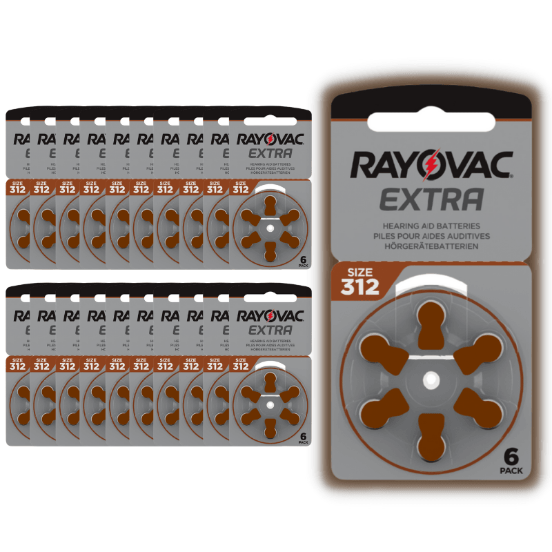 20 plaquettes de piles auditives Rayovac 312 Extra