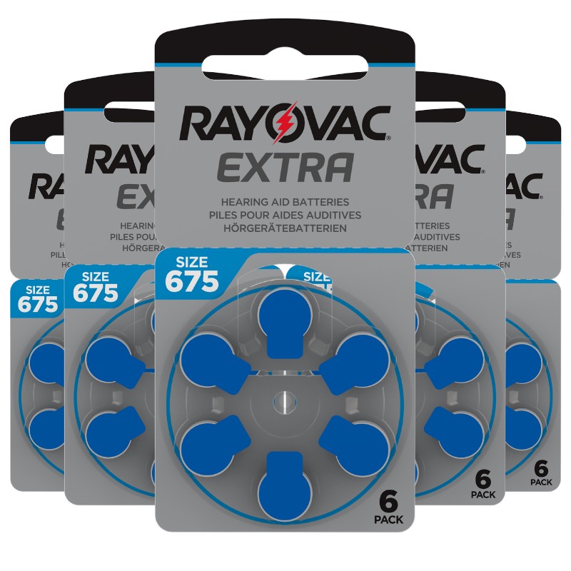 Pack 60 Piles auditives Rayovac 675 Extra